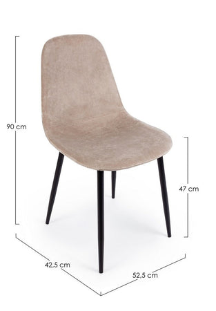 Sedia "Irelia" con struttura seduta e schienale in velluto, per arredo interno 52,5 x 42,5 x h 90 cm
