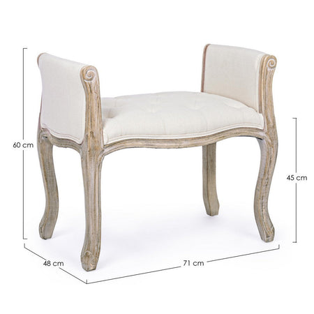 Panca Singola "Diva" per interno, con Struttura In Rubber Wood, da 71x48x60h cm