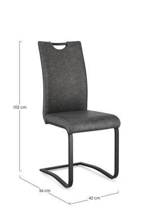 Sedia "Kenneth" con gambe in acciaio verniciato a polvere epossidica, per arredo interno 42 x 56 x h 102 cm
