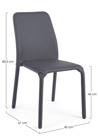 Sedia "Pathos" con struttura e gambe in acciaio, per arredo interno 42 x 61 x h 85,5 cm