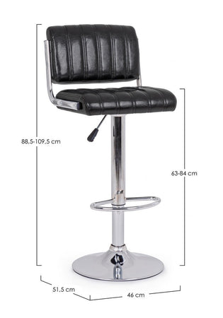 Sgabello da bar Barclay per interno, Struttura In Acciaio Cromato, 46 x 52 x 88,5/109,5 cm