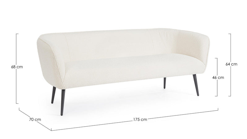 Divano 2 Posti "Avril" per interno, Struttura In Legno Compensato, Gambe In Acciaio Verniciato A Polvere Epossidica 126 x 70 x 68 h cm