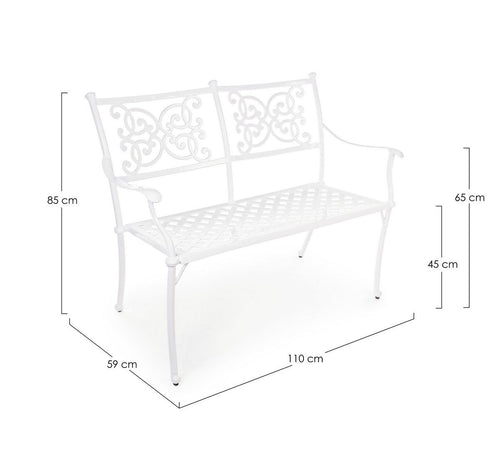 Panchina da giardino "Giglio" 2 posti, in alluminio, per esterno e veranda
