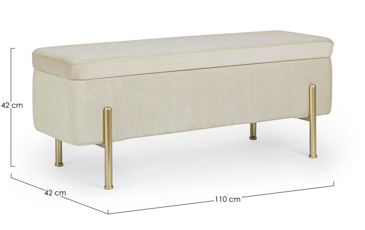 Panca Contenitore "Irina" per interno, con Struttura In Mdf E Compensato, da 110x42x42h cm
