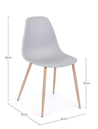 Sedia "Mandy" con gambe in acciaio verniciate effetto legno naturale, per arredo interno 53 x 46 x h 82 cm