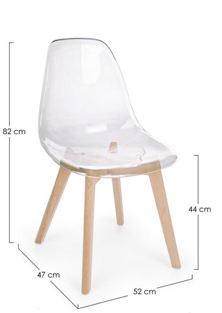 Sedia "Easy" con seduta e schienale in policarbonato, per arredo interno 52 x 47 x h 82 cm