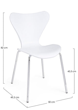 Sedia "Tessa" con gambe in acciaio verniciato a polvere epossidica, per arredo interno 50 x 49,5 x h 82 cm