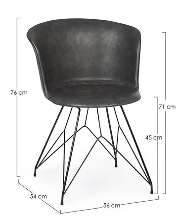 Sedia "Loft" con gambe in acciaio verniciato a polvere epossidica, per arredo interno 56 x 54 x h 76 cm