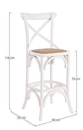 Sgabello da bar Cross per interno, Struttura In Legno Di Olmo, 50 x 52 x 118 cm