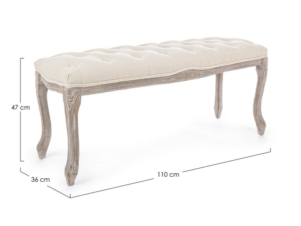Panca "Mathilde" per interno, con Struttura In Legno Di Betulla E Rubberwood, da 110x36x47h cm