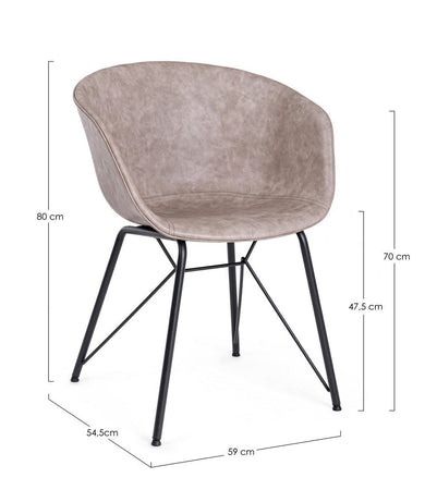 Sedia "Warhol" con gambe in acciaio verniciato a polvere epossidica, per arredo interno 59 x 54,5 x h 80 cm