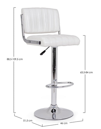 Sgabello da bar Barclay per interno, Struttura In Acciaio Cromato, 46 x 52 x 88,5/109,5 cm