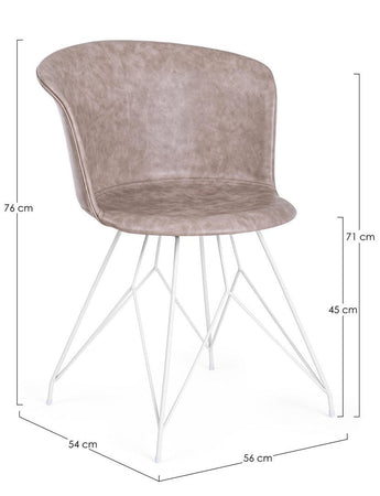 Sedia "Loft" con gambe in acciaio verniciato a polvere epossidica, per arredo interno 56 x 54 x h 76 cm