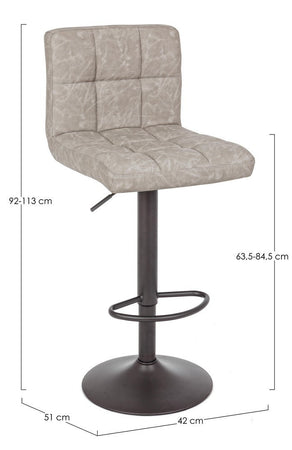 Sgabello da bar Greyson per interno, Struttura E Base Grigio Opaco In Acciaio Verniciato A Polvere (Poliestere), 42 x 51 x 92/113 cm