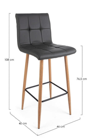 Sgabello da bar Bruce per interno, Gambe In Tubolare Di Acciaio Verniciato Effetto Legno, 46 x 40 x 108 cm
