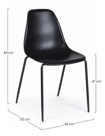 Sedia "Iris" con gambe in tubolare di acciaio verniciato a polvere, per arredo interno 45 x 52 x h 84 cm