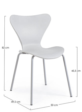 Sedia "Tessa" con gambe in acciaio verniciato a polvere epossidica, per arredo interno 50 x 49,5 x h 82 cm