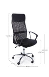 Sedia Dakar da ufficio ergonomica con braccioli in acciaio cromato, altezza regolabile