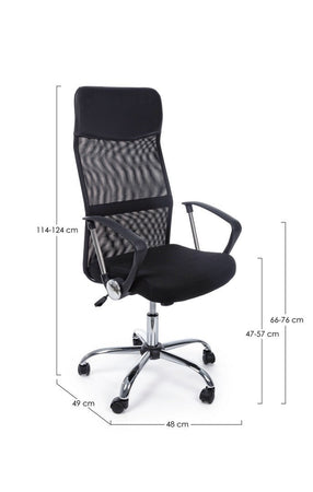 Sedia "Dakar" da ufficio ergonomica con braccioli in acciaio cromato, altezza regolabile