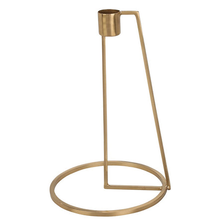 Porta candela natalizio, con base di appoggio, color oro, in metallo, da 21 cm