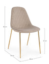 Sedia Terry con gambe in tubolare di acciaio con cromatura dorata, per arredo interno 48 x 55 x h 85 cm