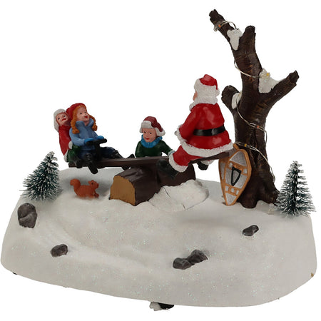 Scena animata Bambini sull'altalena, con luci a LED e movimento, da 18 x 14 cm