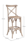 Sgabello da bar Cross per interno, Struttura In Legno Di Olmo, 50 x 52 x 118 cm