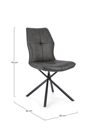 Sedia "Kepler" con gambe in acciaio verniciato a polvere epossidica, per arredo interno 50 x 66 x h 94 cm