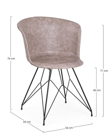 Sedia "Loft" con gambe in acciaio verniciato a polvere epossidica, per arredo interno 56 x 54 x h 76 cm