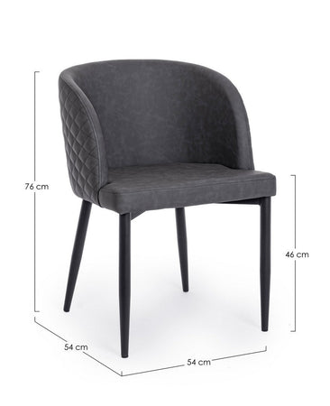 Sedia "Chris" con gambe in acciaio verniciato a polvere, per arredo interno 54 x 54 x h 76 cm