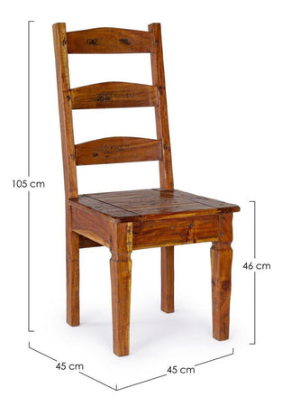 Sedia "Chateaux" con legno d'acacia indiano massiccio, per arredo interno 45 x 45 x h 105 cm