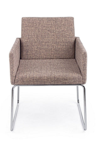Sedia "Sixty Text" con struttura in acciaio e compensato, per arredo interno con braccioli, 60 x 54 x h 80,5 cm