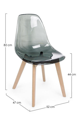Sedia "Easy" con seduta e schienale in policarbonato, per arredo interno 52 x 47 x h 82 cm