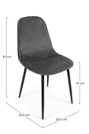 Sedia "Irelia" con struttura seduta e schienale in velluto, per arredo interno 52,5 x 42,5 x h 90 cm