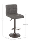 Sgabello da bar Greyson per interno, Struttura E Base Grigio Opaco In Acciaio Verniciato A Polvere (Poliestere), 42 x 51 x 92/113 cm