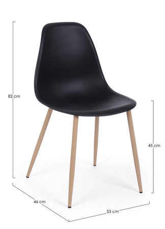 Sedia "Mandy" con gambe in acciaio verniciate effetto legno naturale, per arredo interno 53 x 46 x h 82 cm