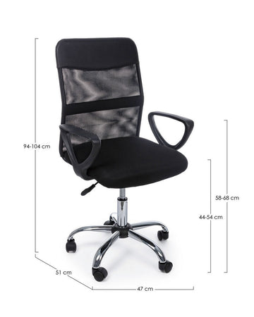 Poltrona "Nairobi" da ufficio ergonomica con braccioli, altezza regolabile, colore nero