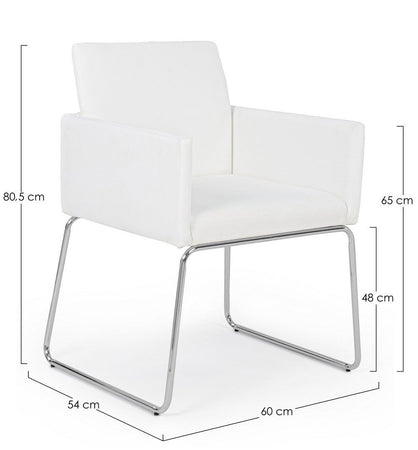 Sedia "Sixty Text" con struttura in acciaio e compensato, per arredo interno con braccioli, 60 x 54 x h 80,5 cm