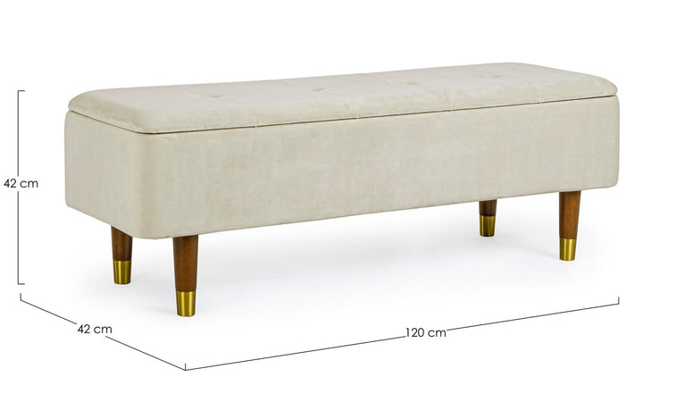 Panca Contenitore "Kira" per interno, con Struttura In Mdf E Compensato, da 120x42x42h cm