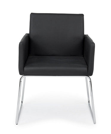 Sedia "Sixty Text" con struttura in acciaio e compensato, per arredo interno con braccioli, 60 x 54 x h 80,5 cm