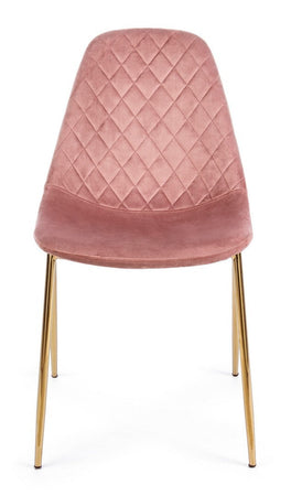 Sedia "Terry" con gambe in tubolare di acciaio con cromatura dorata, per arredo interno 48 x 55 x h 85 cm