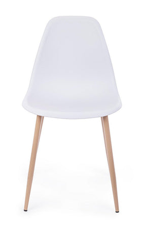 Sedia "Mandy" con gambe in acciaio verniciate effetto legno naturale, per arredo interno 53 x 46 x h 82 cm