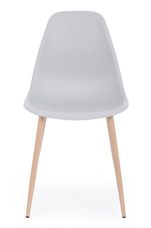 Sedia "Mandy" con gambe in acciaio verniciate effetto legno naturale, per arredo interno 53 x 46 x h 82 cm