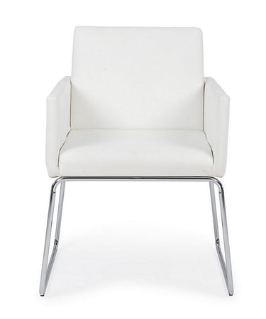 Sedia "Sixty Text" con struttura in acciaio e compensato, per arredo interno con braccioli, 60 x 54 x h 80,5 cm