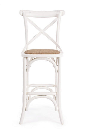 Sgabello da bar Cross per interno, Struttura In Legno Di Olmo, 50 x 52 x 118 cm