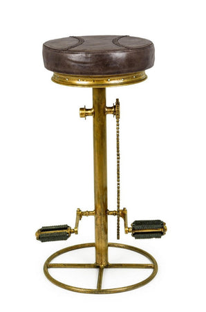 Sgabello da bar Cycle per interno, Struttura In Acciaio Con Finitura Oro, 42 x 42 x 80 cm