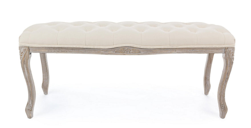 Panca "Mathilde" per interno, con Struttura In Legno Di Betulla E Rubberwood, da 110x36x47h cm