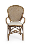 Sedia Edelina con rattan, per arredo interno con braccioli, 55 x 62 x h 96 cm