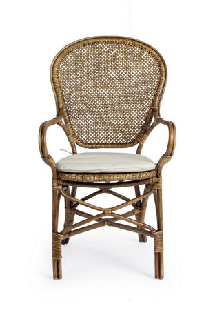 Sedia "Edelina" con rattan, per arredo interno con braccioli, 55 x 62 x h 96 cm