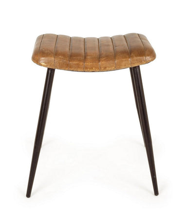 Sgabello per interno "Nadira" Struttura In Acciaio E Seduta Rivestita In Vera Pelle, 45 x 39 x 56 h cm